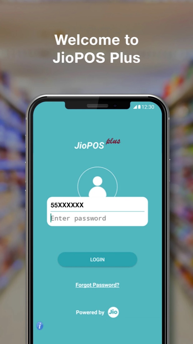 JioPOS Plus — welcome / login screen
